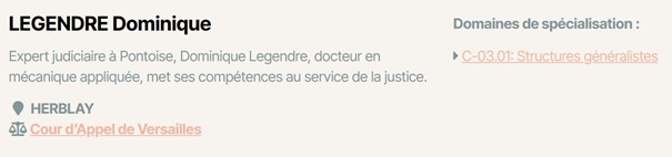 Qualification Dominique LEGENDRE