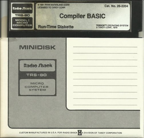 Compiler Basic TRS 80 M1 Run Time Diskette